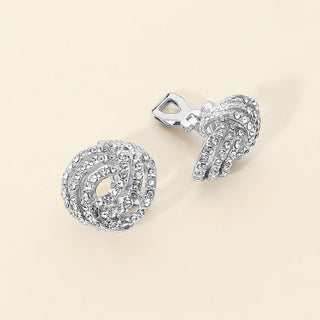 Crystal Swirl Round Clip On Earrings