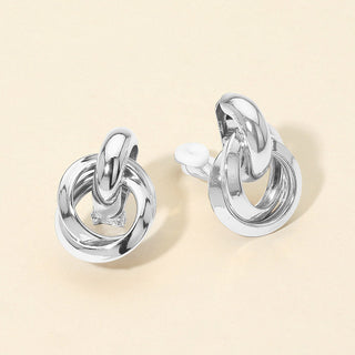 Metal Interlocking Door Knocker Clip On Earrings