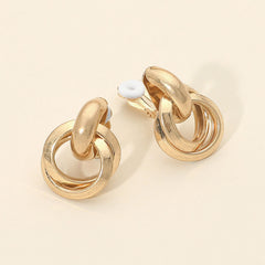 Metal Interlocking Door Knocker Clip On Earrings