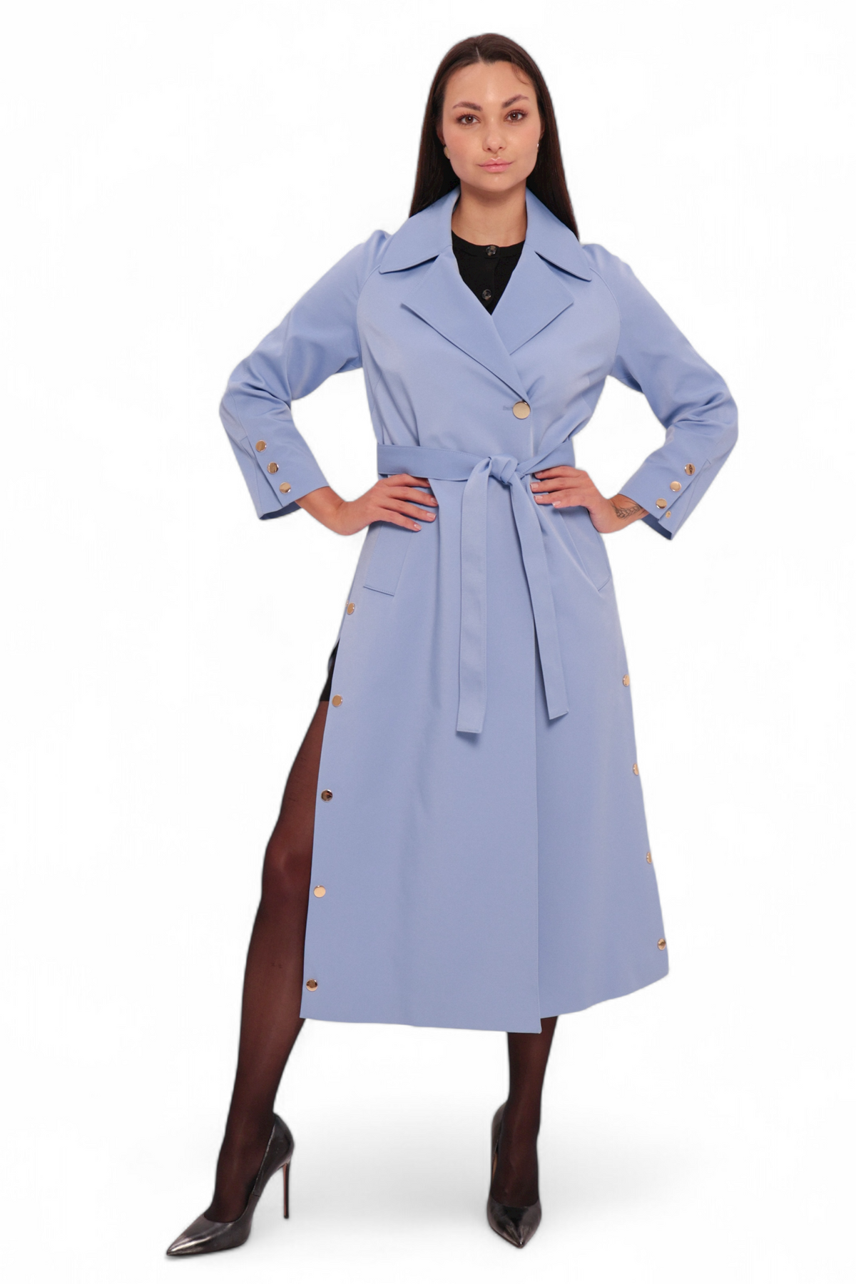 Jackie Trench Coat in Sky Blue