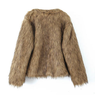 Women's Collarless Shaggy Faux Fur Jacket BYMANYC ® New York CONTEMPORARY VIBRANT MODERN FASHION - New Collection