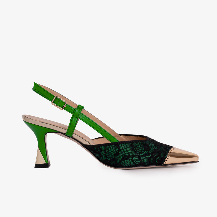 The Bali Green Leather Slingback Women Sandal - Glamourous Grace