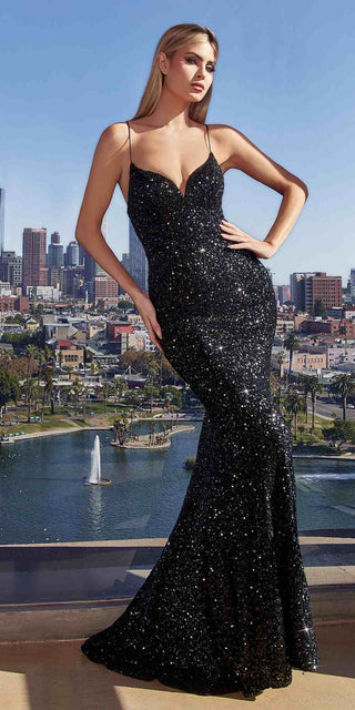 Ladivine CH066 Long Fitted Sequin Mermaid Gown