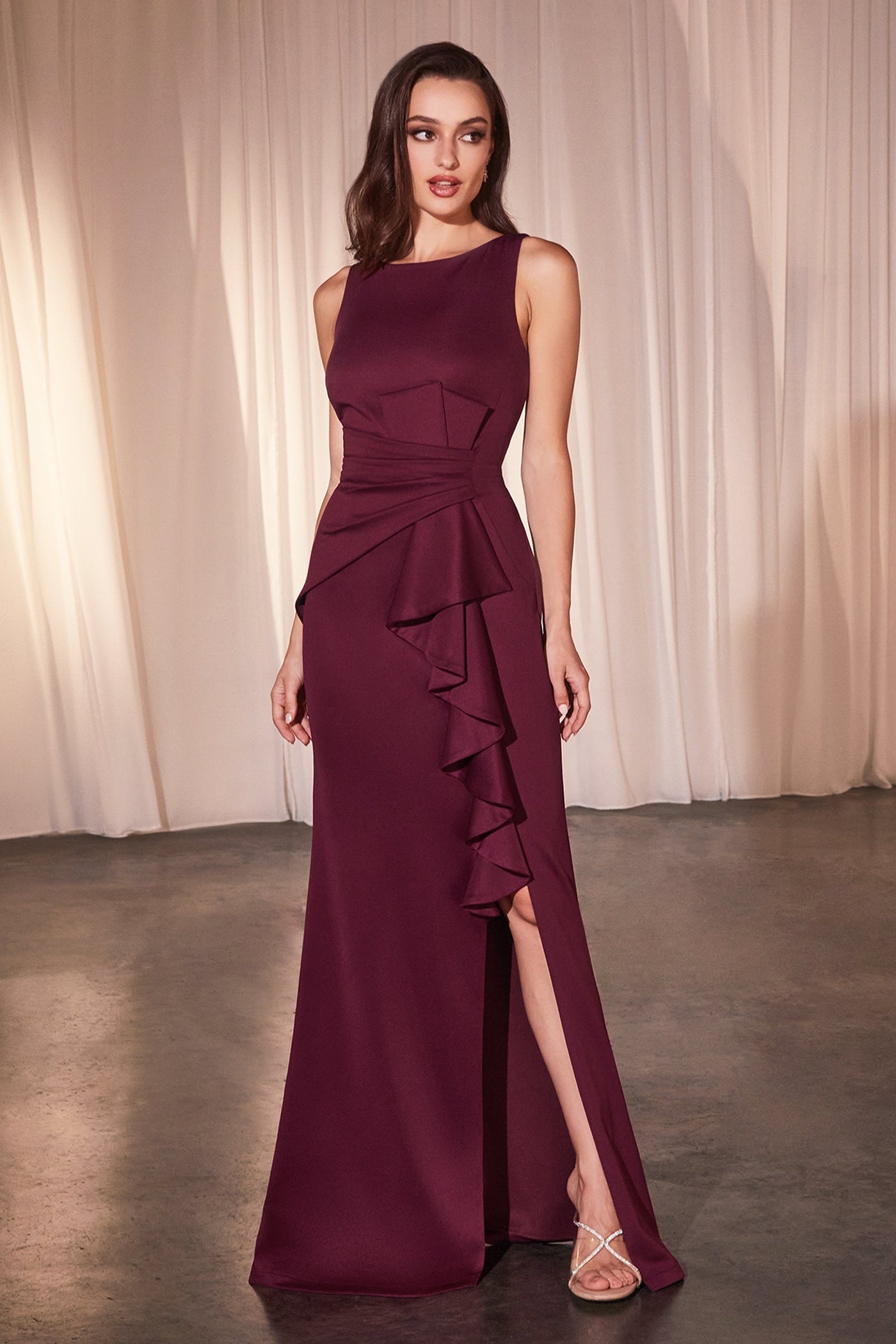 Ladivine CH377 Long Fitted Neoprene Dress - Glamourous Grace