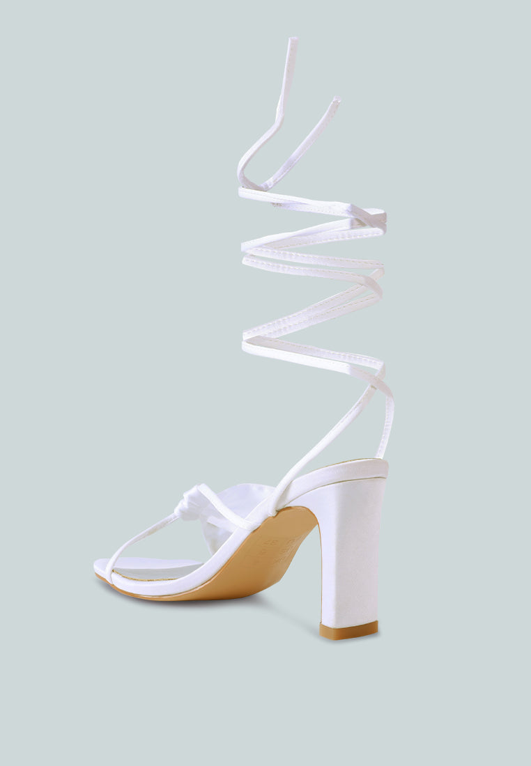 Chasm Satin Ruched Strap Tie Up Sandals - Glamourous Grace
