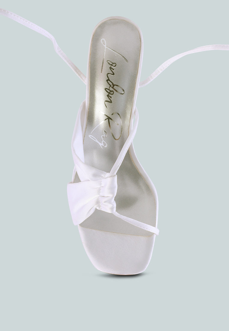 Chasm Satin Ruched Strap Tie Up Sandals - Glamourous Grace