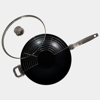 CHD Dual Ceramic Layer, Diamond Reinforced Nonstick 12.5" Wok with Glass Lid | Made in Switzerland