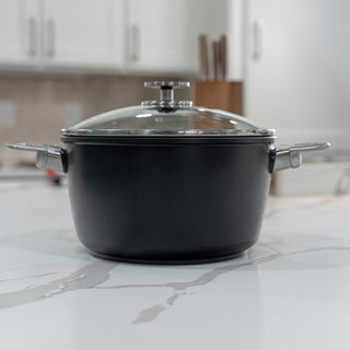 CXD Dual Ceramic Layer, Diamond Reinforced Nonstick Stock Pot with Glass Lid | Made in Switzerland