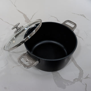 CXD Dual Ceramic Layer, Diamond Reinforced Nonstick Stock Pot with Glass Lid | Made in Switzerland