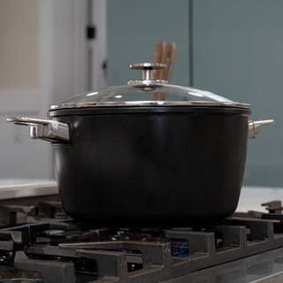 CXD Dual Ceramic Layer, Diamond Reinforced Nonstick Stock Pot with Glass Lid | Made in Switzerland
