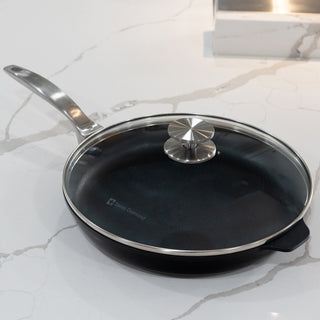 CHD Dual Ceramic Layer, Diamond Reinforced Nonstick Fry Pan with Glass Lid | Made in Switzerland