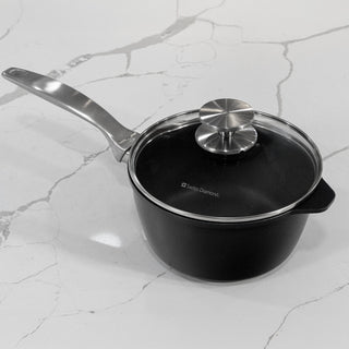 CHD Dual Ceramic Layer, Diamond Reinforced Nonstick Saucepan with Glass Lid | Made in Switzerland