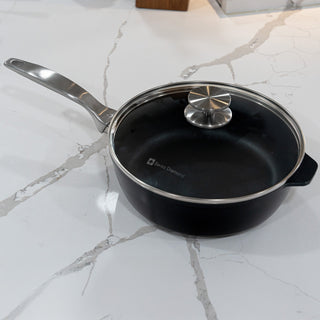 CHD Dual Ceramic Layer, Diamond Reinforced Nonstick Saute Pan with Glass Lid | Made in Switzerland