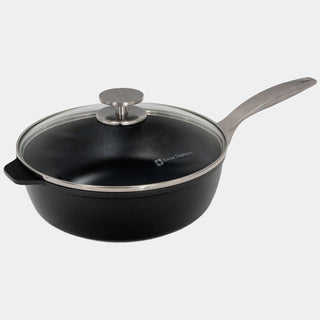 CXD Dual Ceramic Layer, Diamond Reinforced Nonstick Saute Pan with Glass Lid | Made in Switzerland