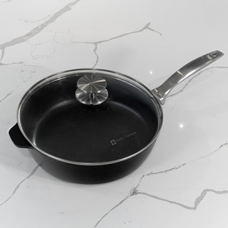 CHD Dual Ceramic Layer, Diamond Reinforced Nonstick Saute Pan with Glass Lid | Made in Switzerland