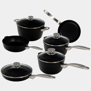 CXD Dual Ceramic Layer, Diamond Reinforced Nonstick 10-Piece Set - Complete Kitchen Set | Made in Switzerland