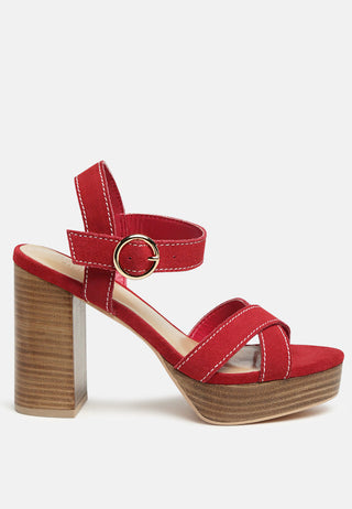 Choupette Suede Leather Block Heeled Sandal