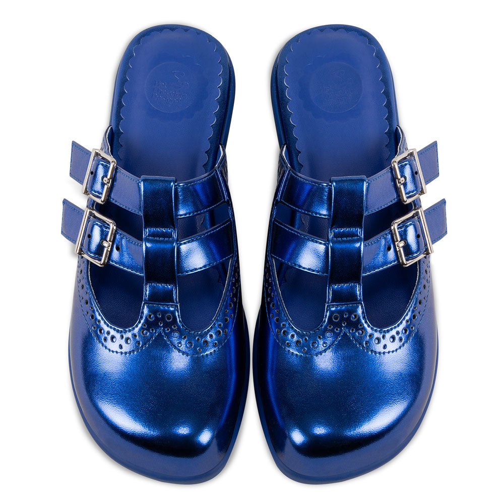 Chrome Crush Blue Women's Mary Jane Clogs - Glamourous Grace