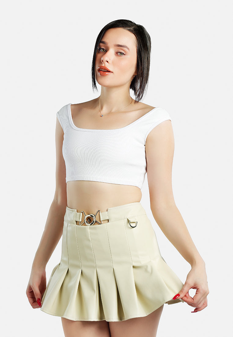 Faux Leather Pleated Skirt - Glamourous Grace