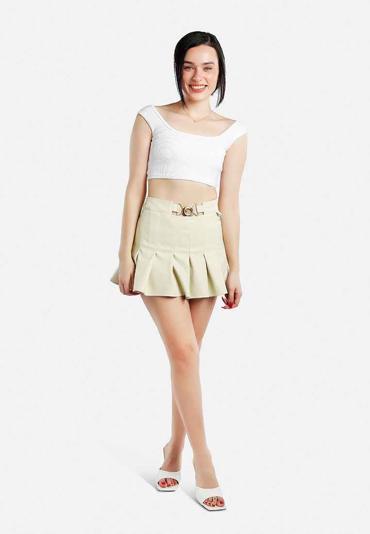 Faux Leather Pleated Skirt - Glamourous Grace