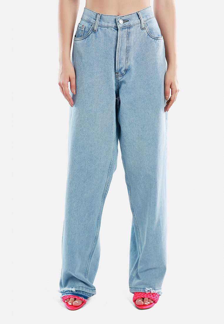 Ripped Wide Leg Denim Trousers - Glamourous Grace