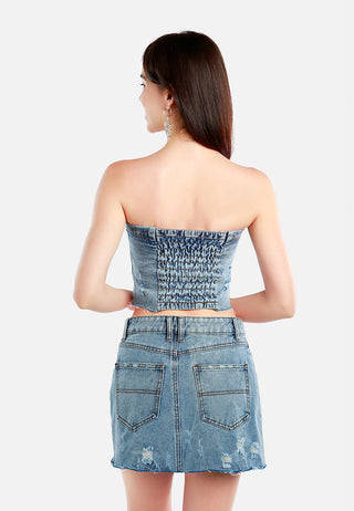 Denim Corset Tube Top