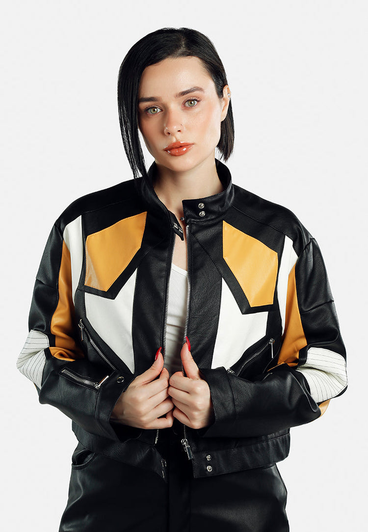 Color Block Biker Jacket - Glamourous Grace
