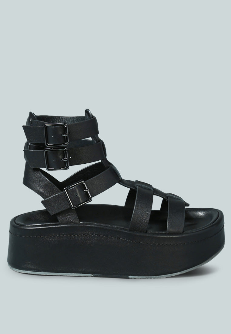 Cruz Gladiator Platform Leather Sandal - Glamourous Grace