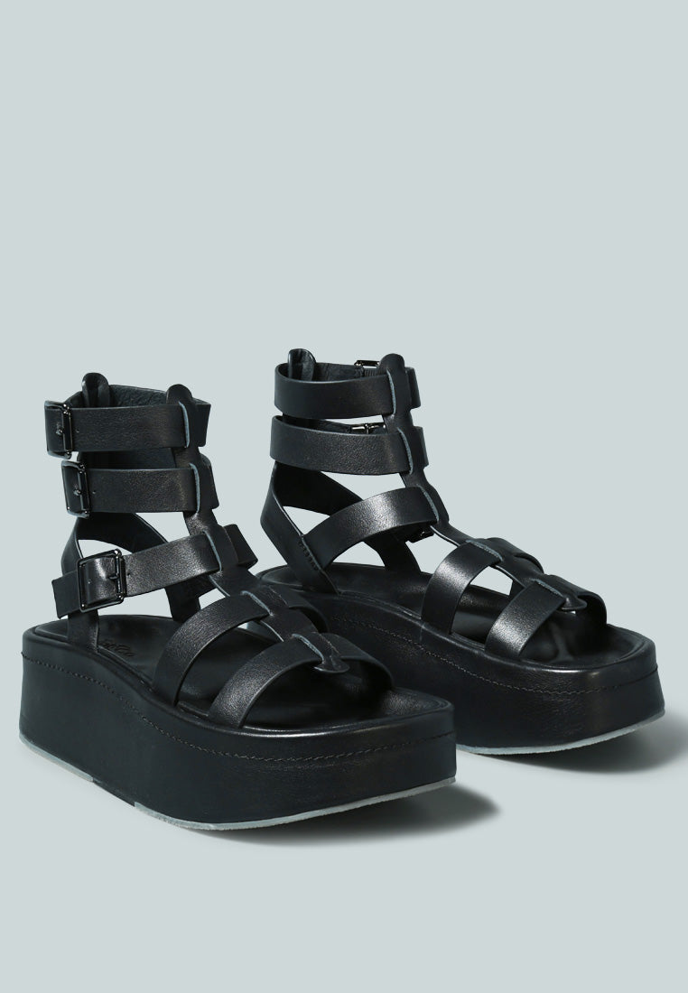 Cruz Gladiator Platform Leather Sandal - Glamourous Grace