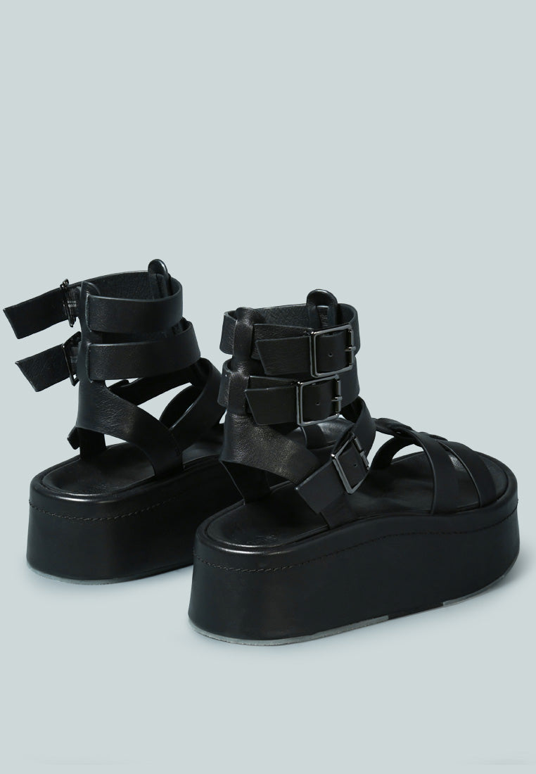 Cruz Gladiator Platform Leather Sandal - Glamourous Grace