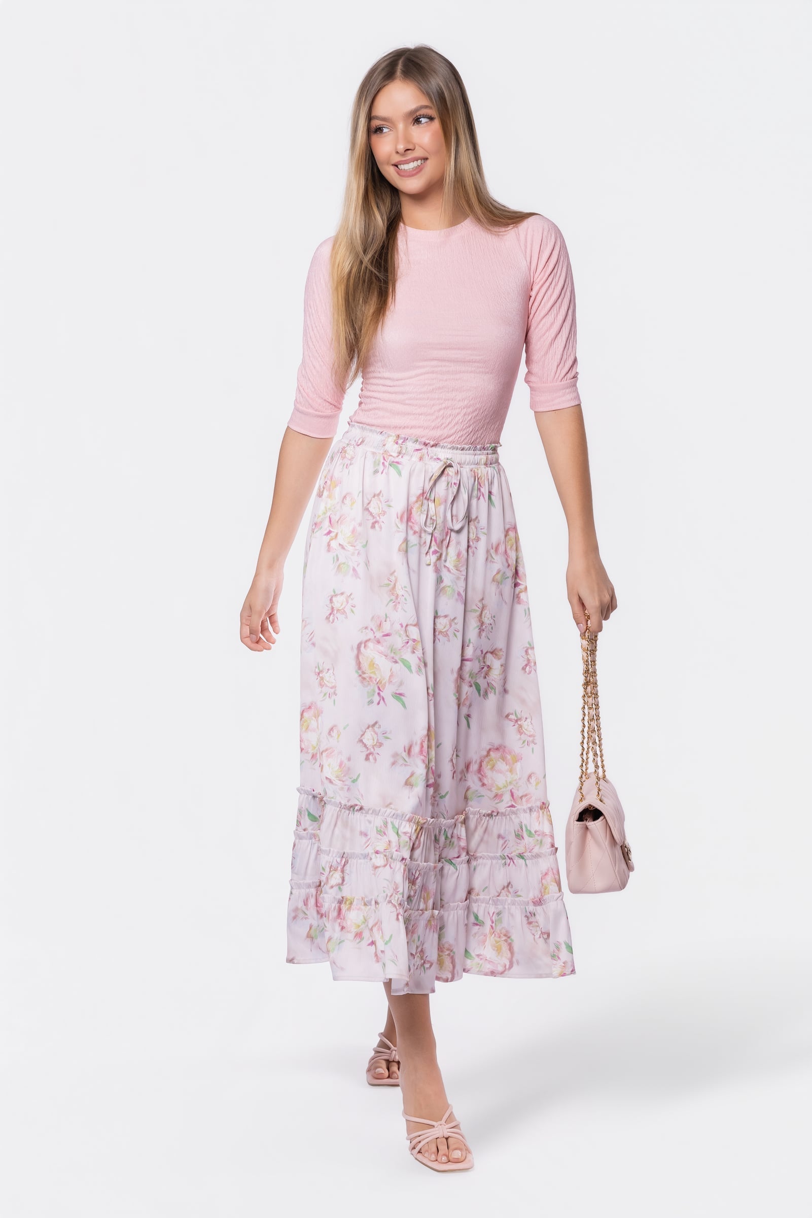 Nell Skirt (Pink Flower) - Glamourous Grace
