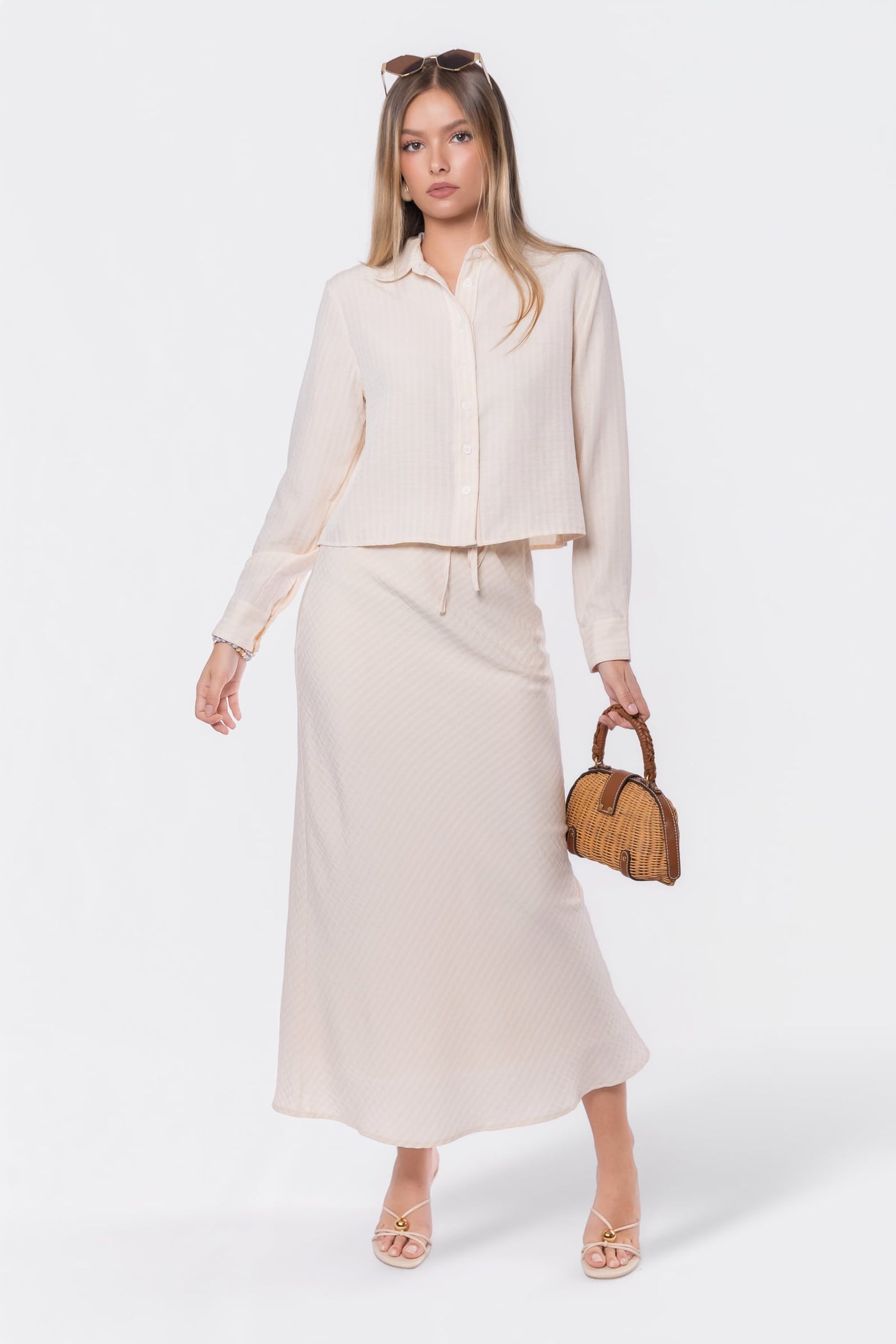 Anita Skirt (Khaki Stripe) - Glamourous Grace