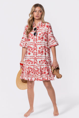 Lola Dress (White Red)