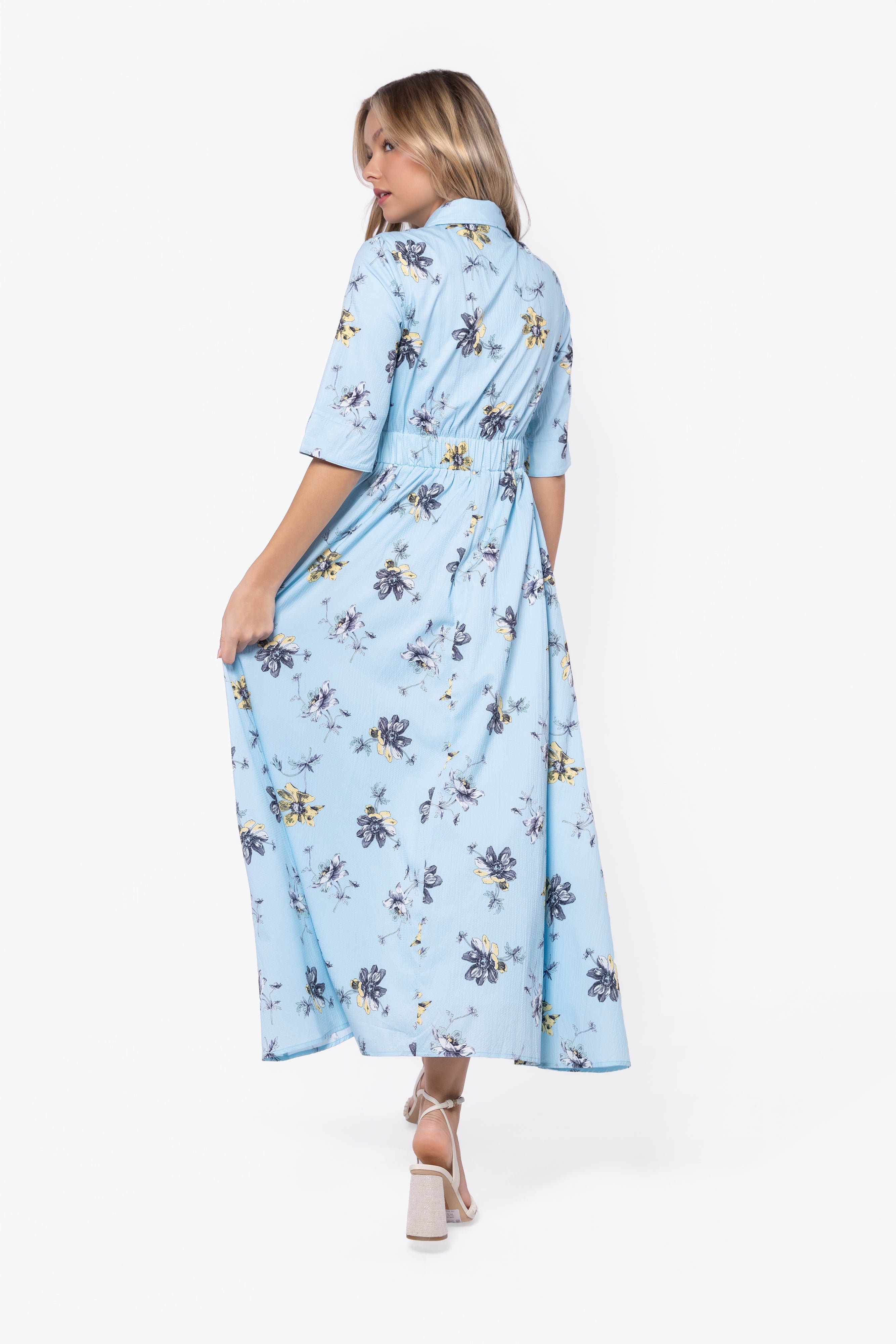 Anika Dress (Blue Flower) - Glamourous Grace