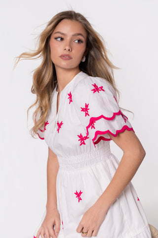 Estelle Dress (White Pink)