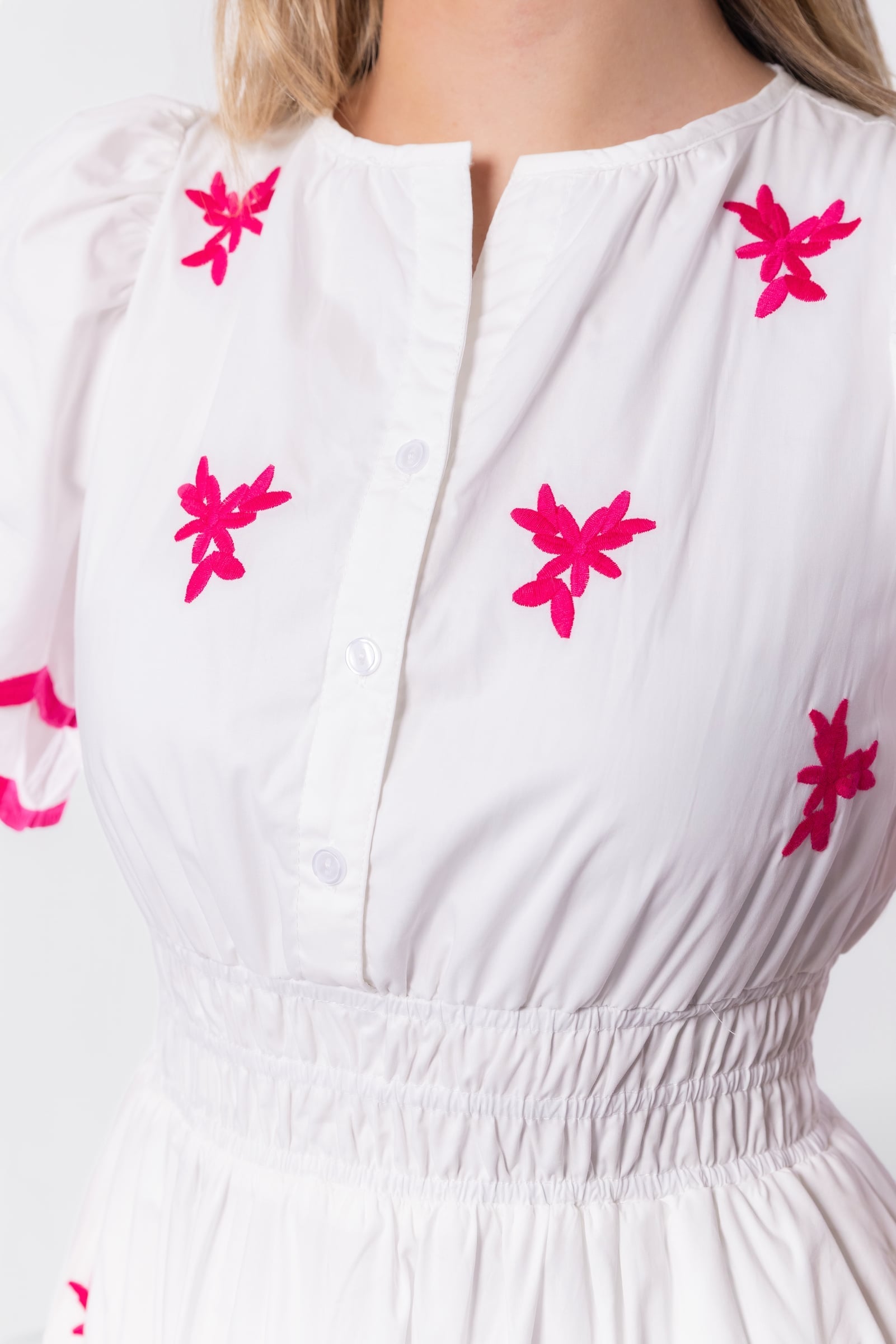 Estelle Dress (White Pink) - Glamourous Grace
