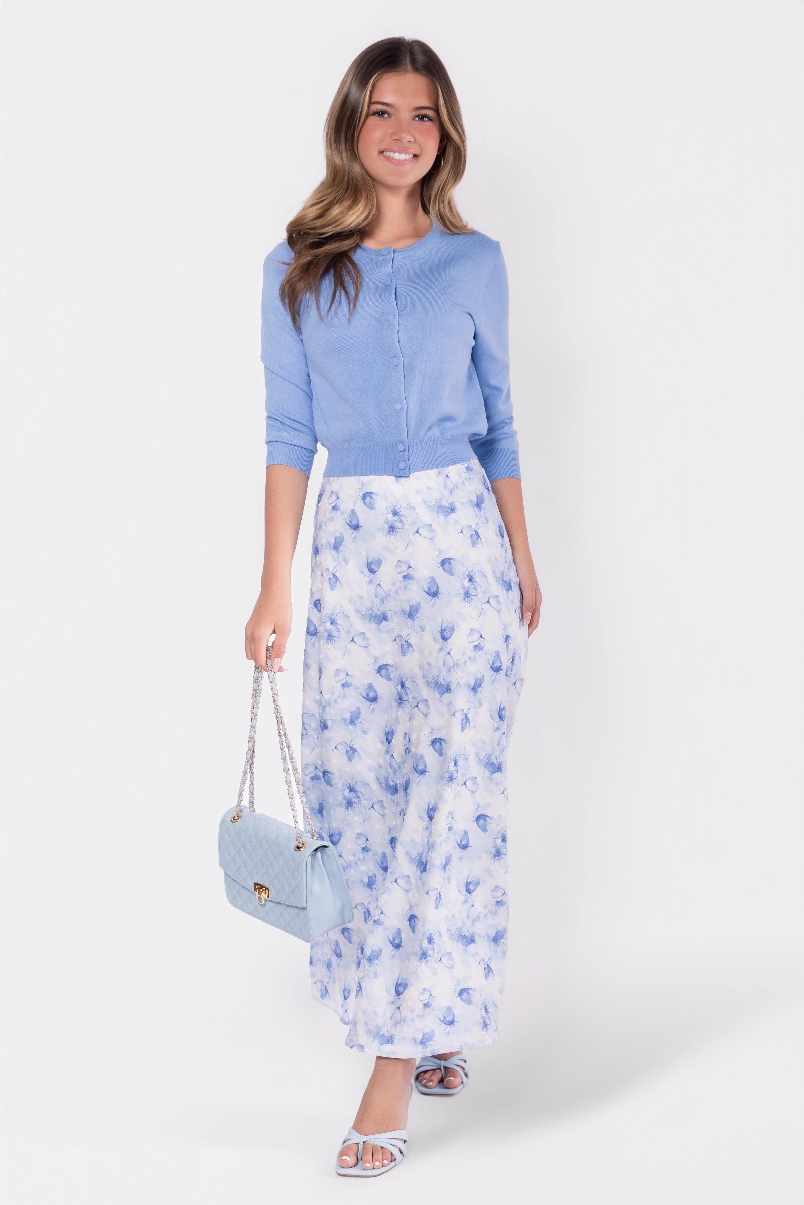 Lisa Skirt (White/Blue) - Glamourous Grace