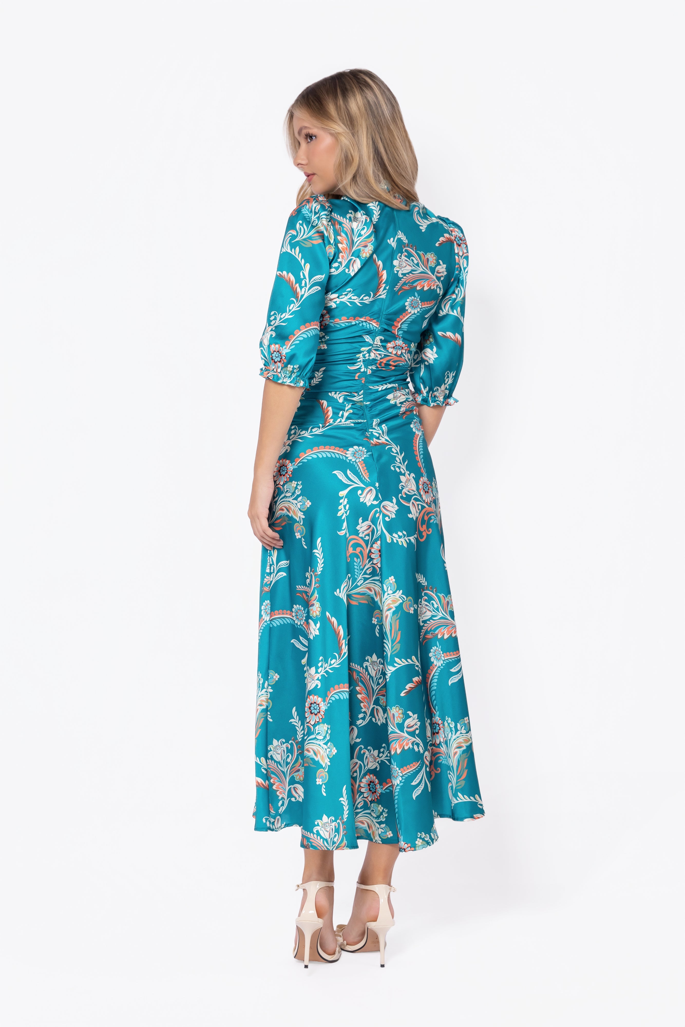 Audrey Dress Short Sleeve (Green Pattern) - Glamourous Grace