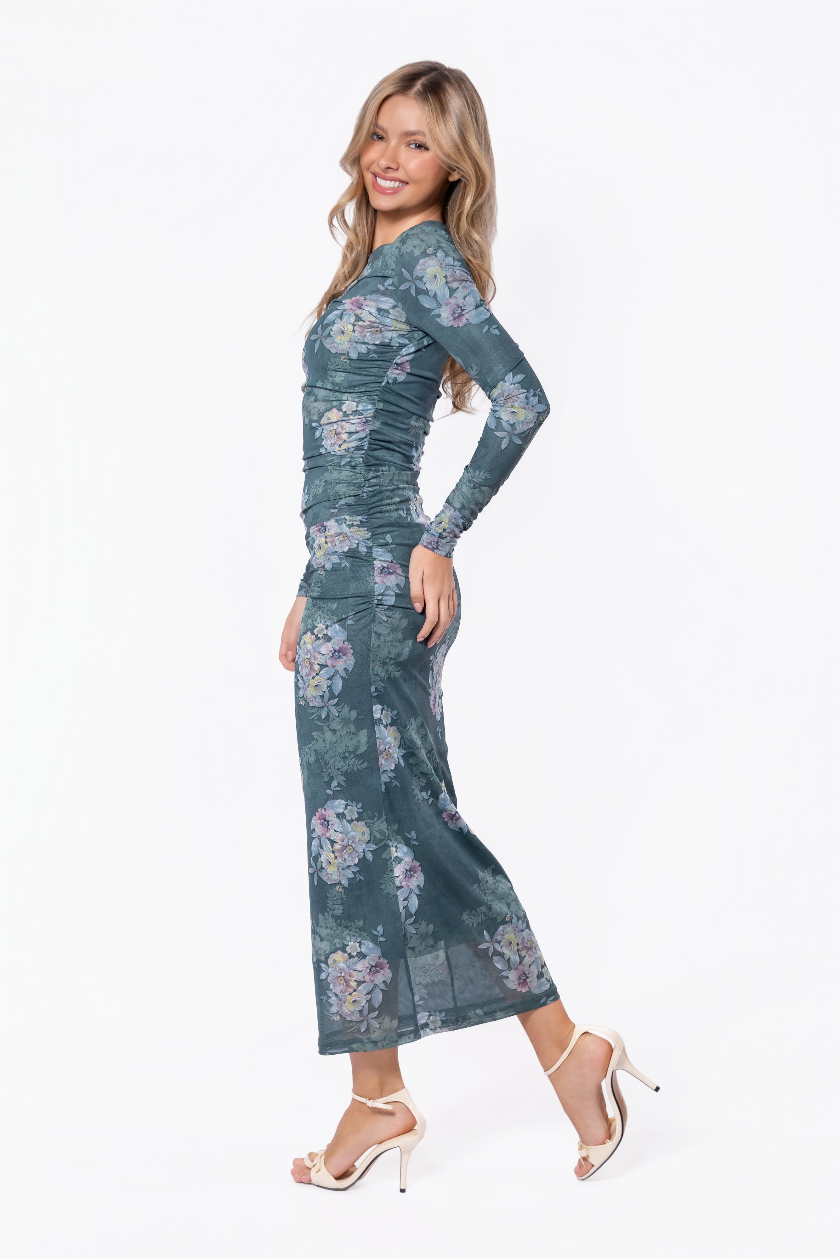 Alia Dress (Green Flower) - Glamourous Grace