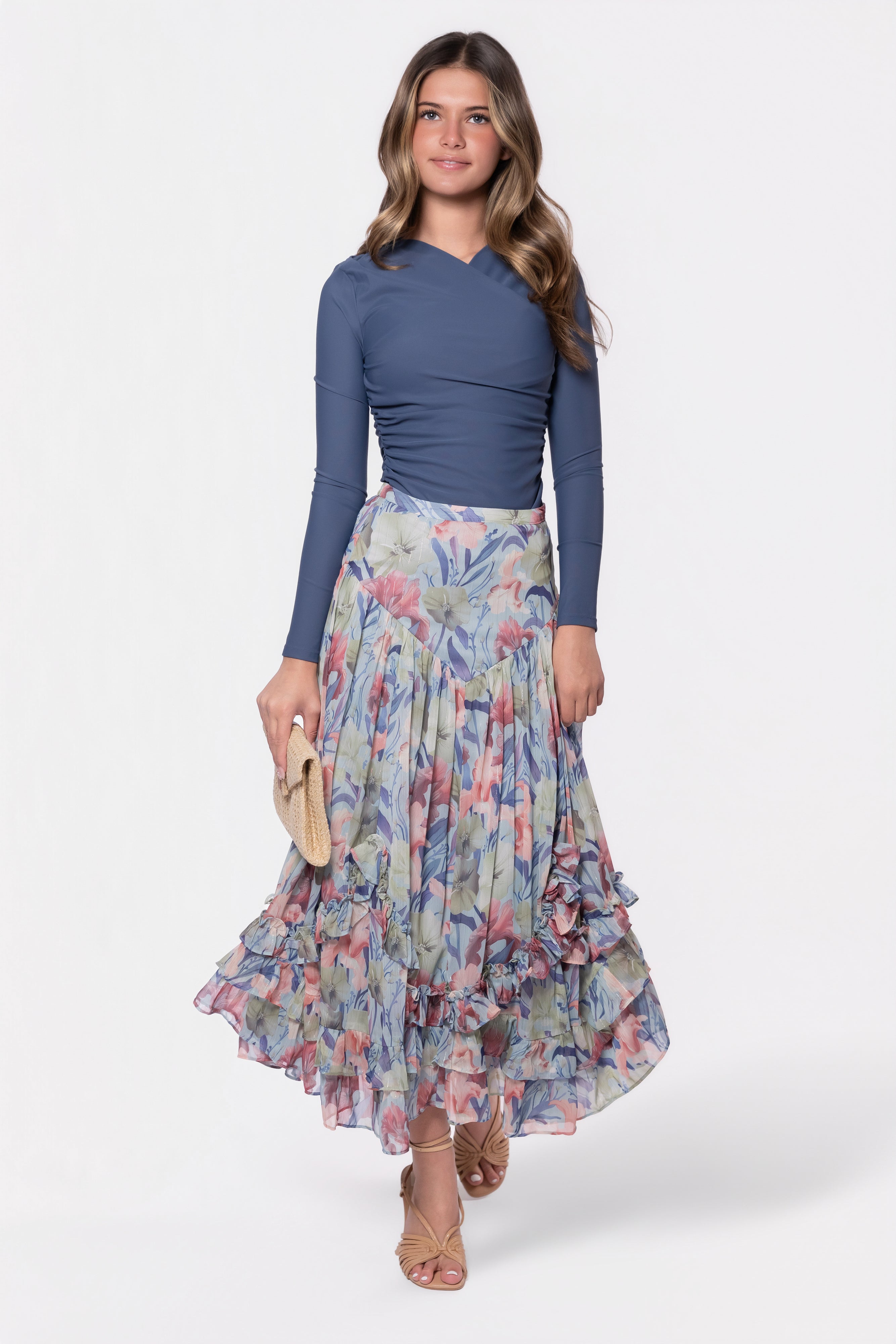 Kalina Skirt (Light Blue Pattern) - Glamourous Grace