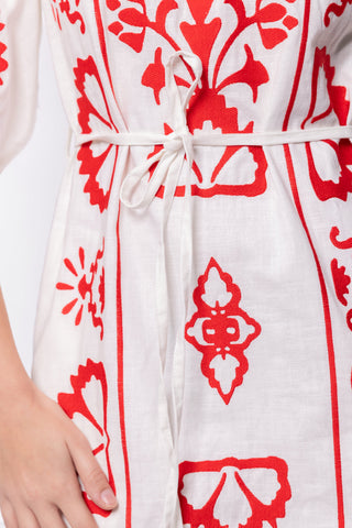 Erica Dress (White/Red)
