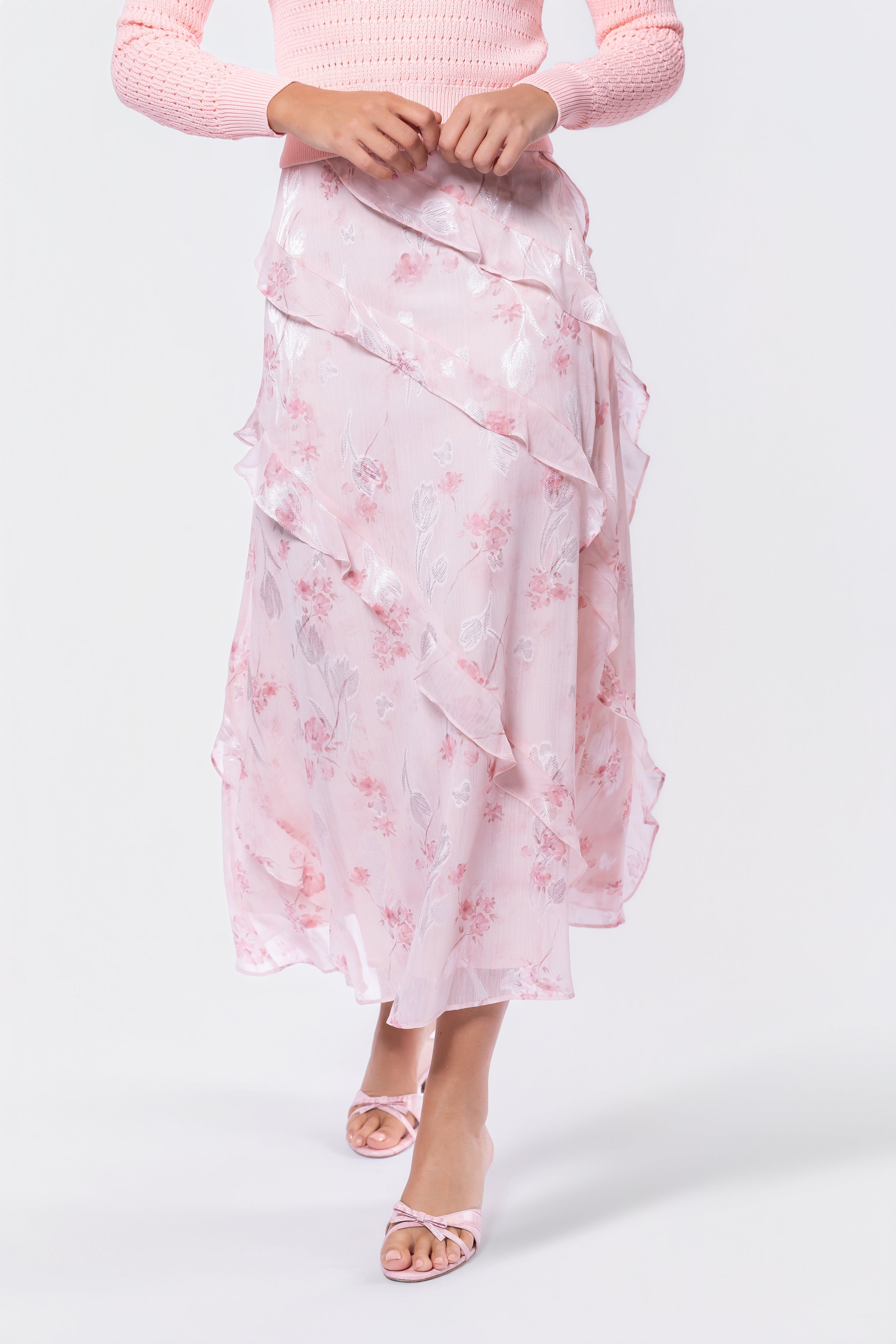Laurel Skirt (Light Peach Pattern) - Glamourous Grace