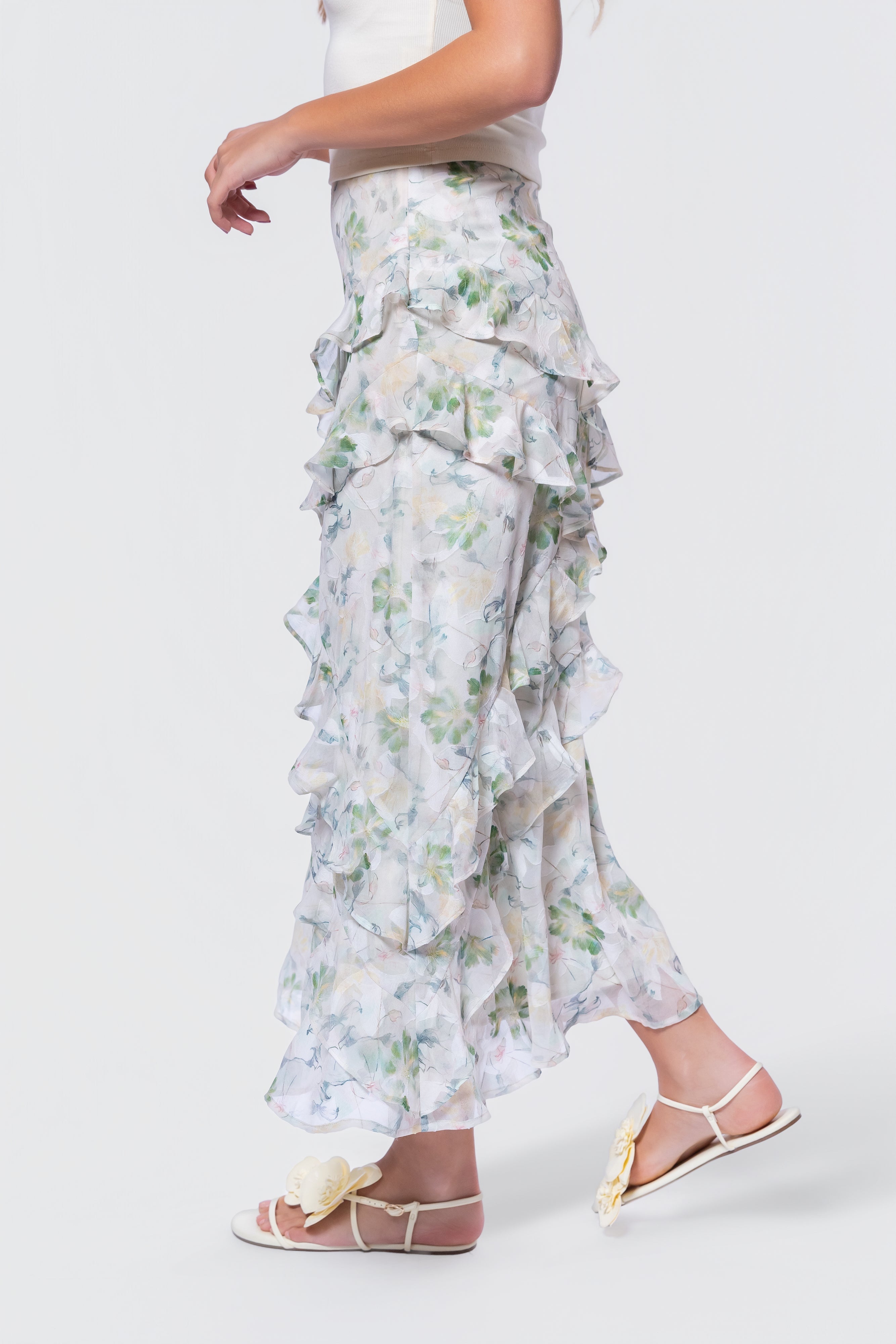 Zella Skirt (White/Green) - Glamourous Grace