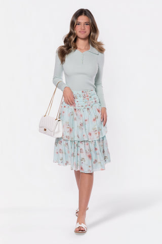 Zena Skirt 26" (Purple/Beige)
