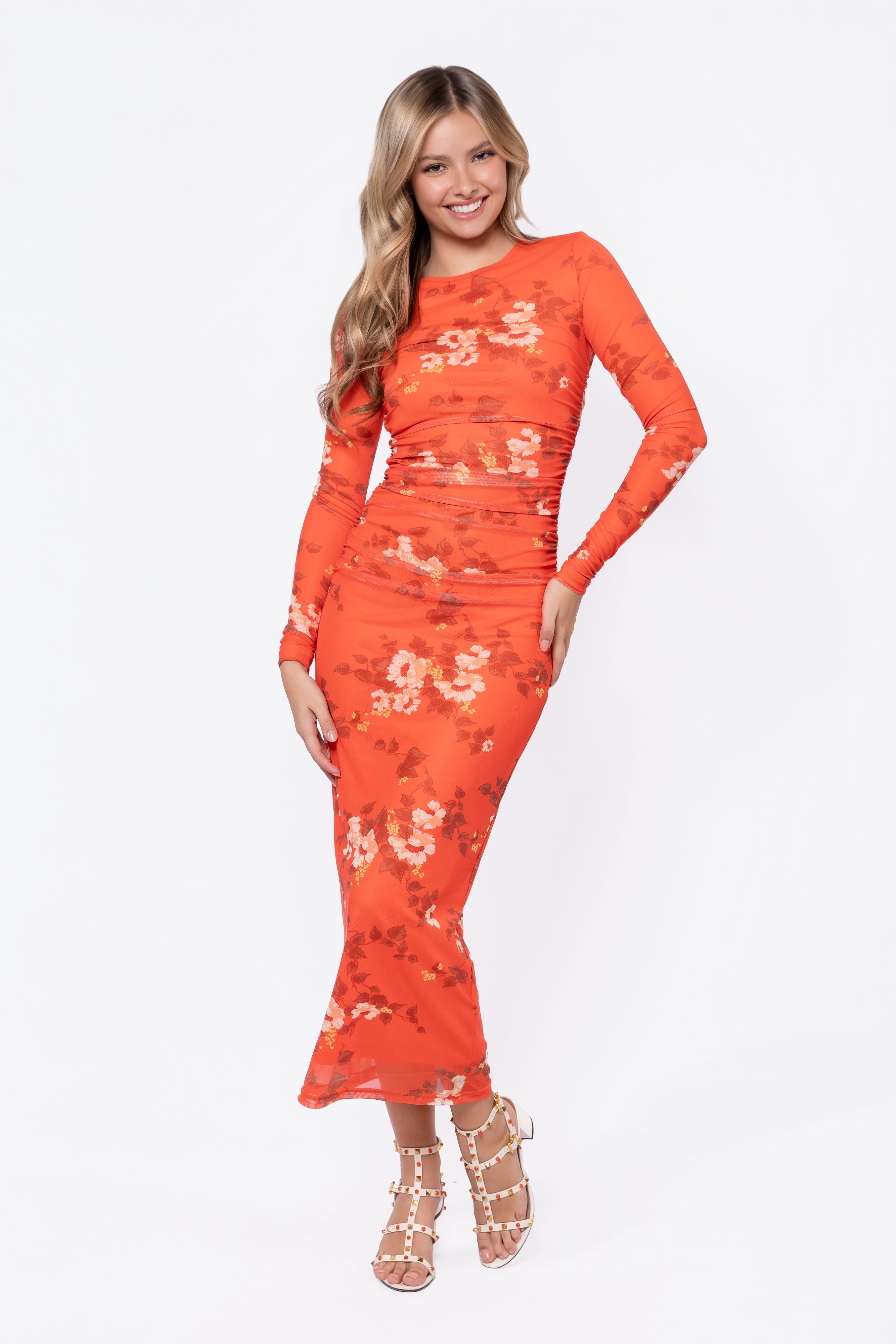 Alia Dress (Orange Flower) - Glamourous Grace