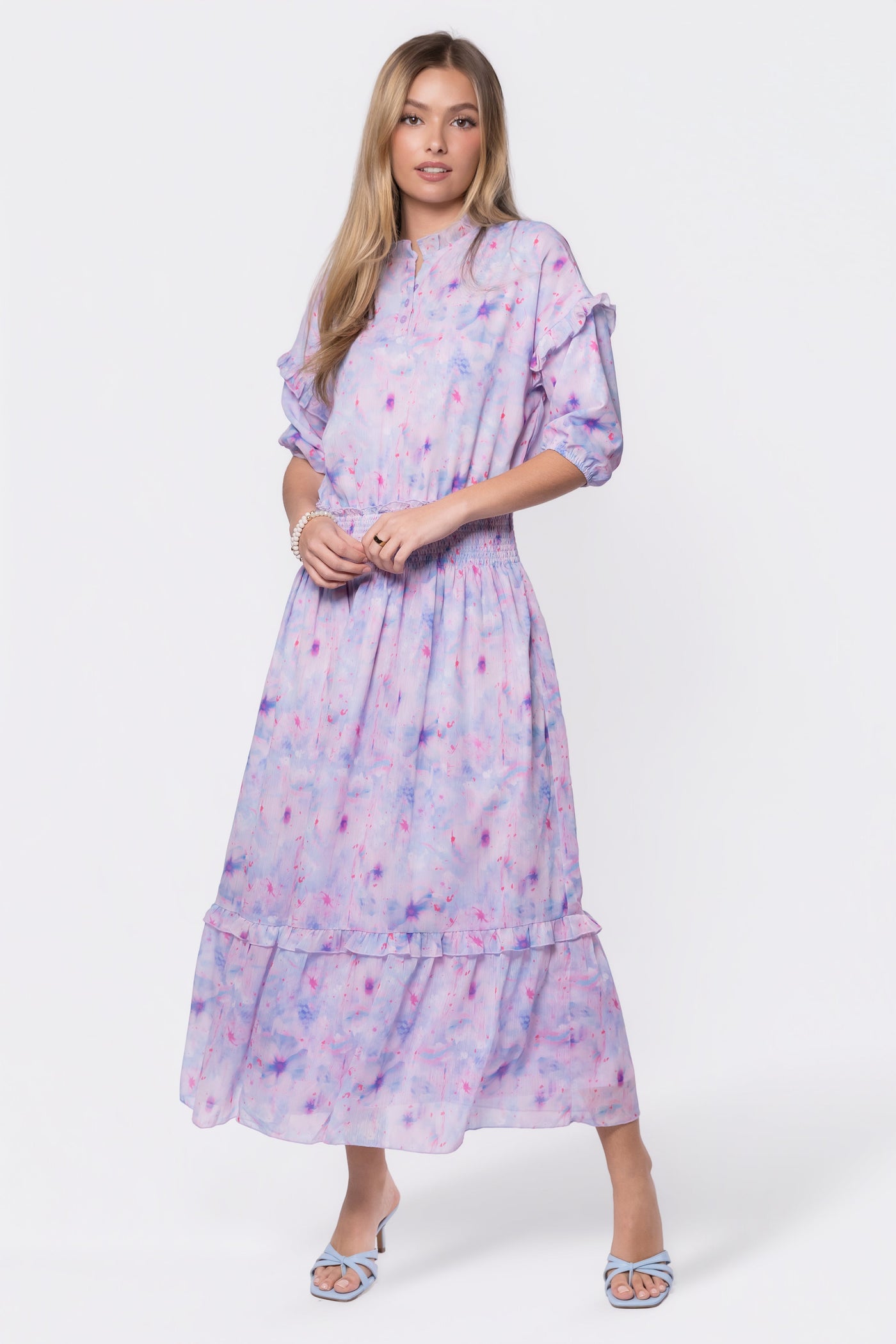 Victoria Dress (Blue Pink) - Glamourous Grace