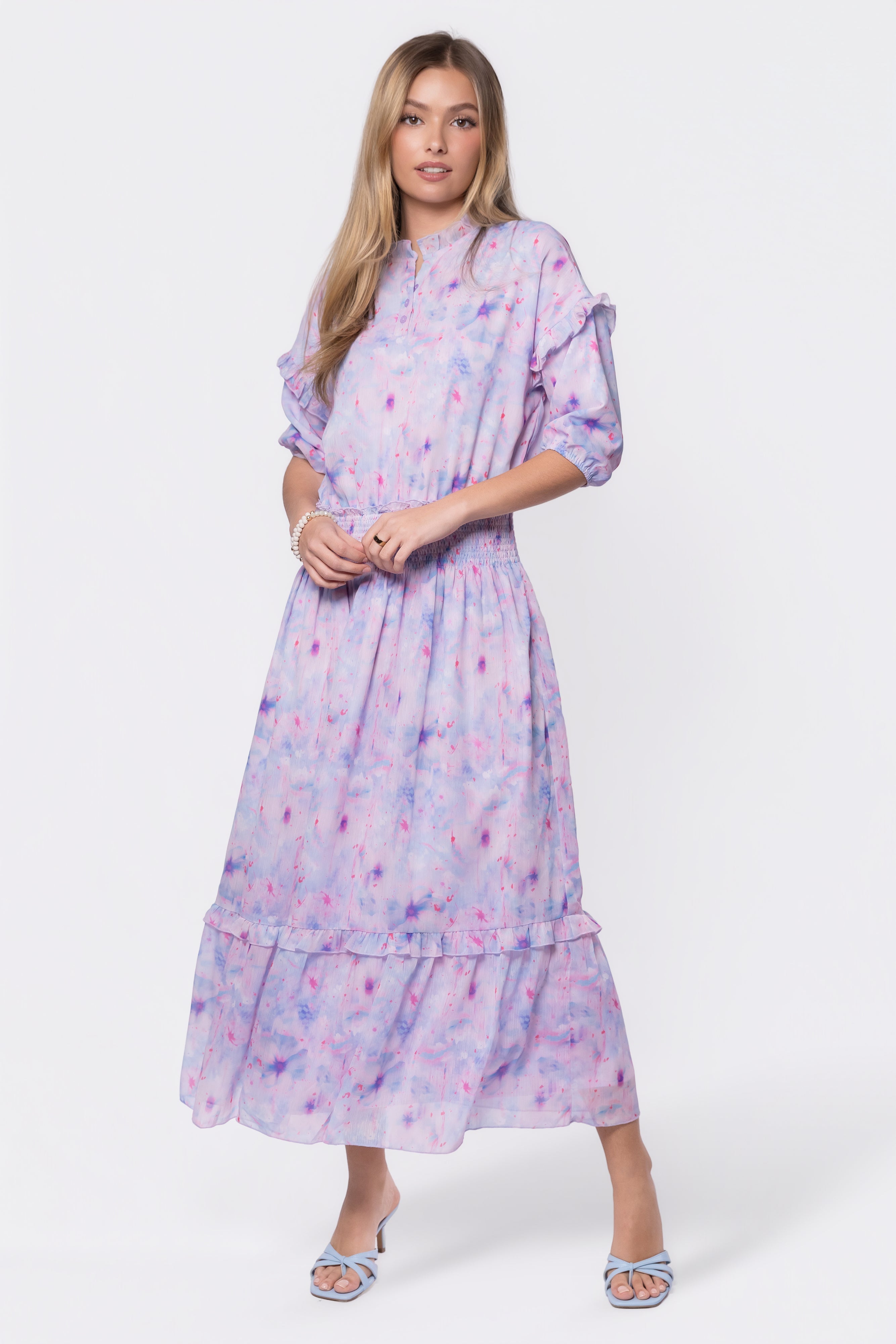 Victoria Dress (Blue Pink) - Glamourous Grace