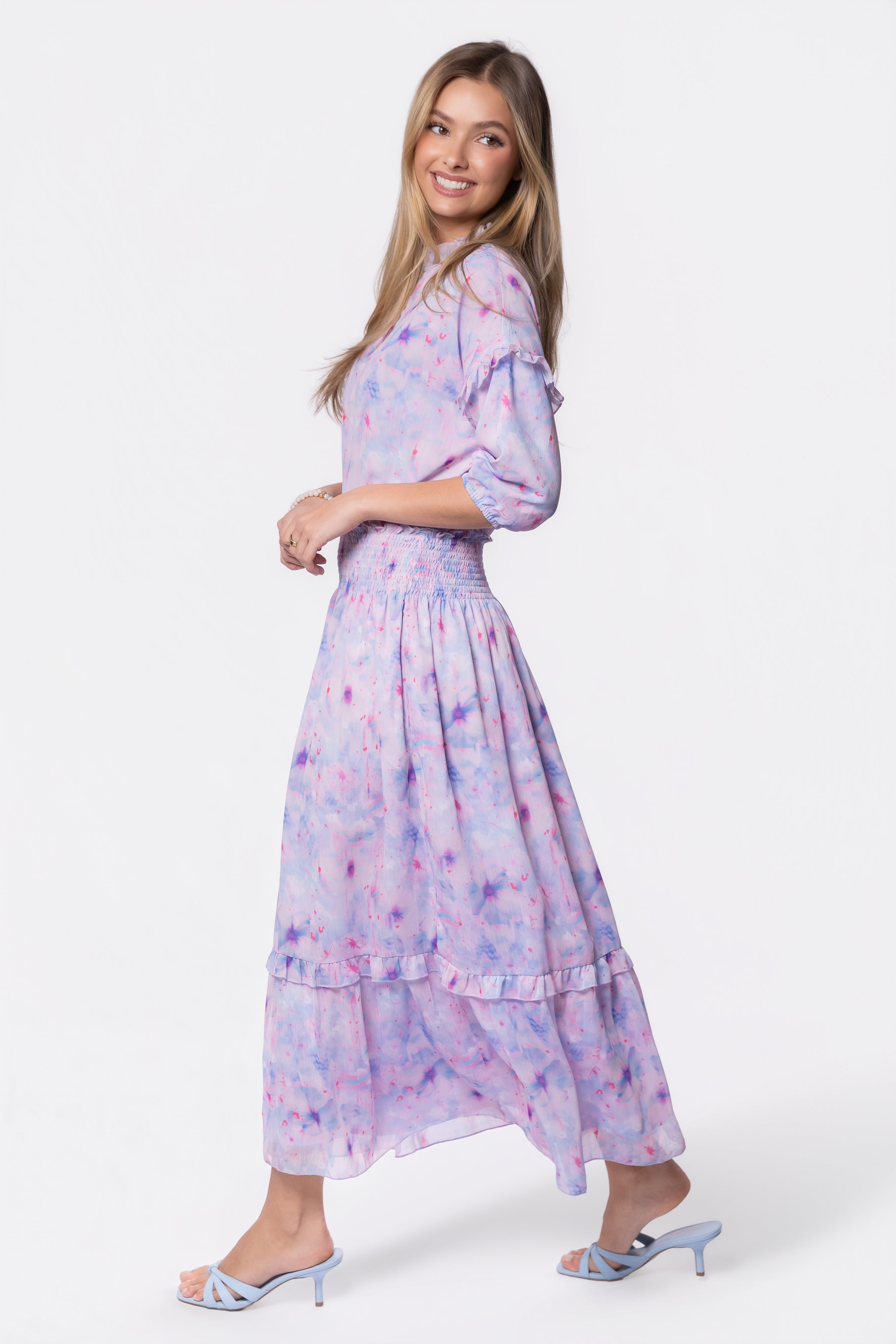 Victoria Dress (Blue Pink) - Glamourous Grace