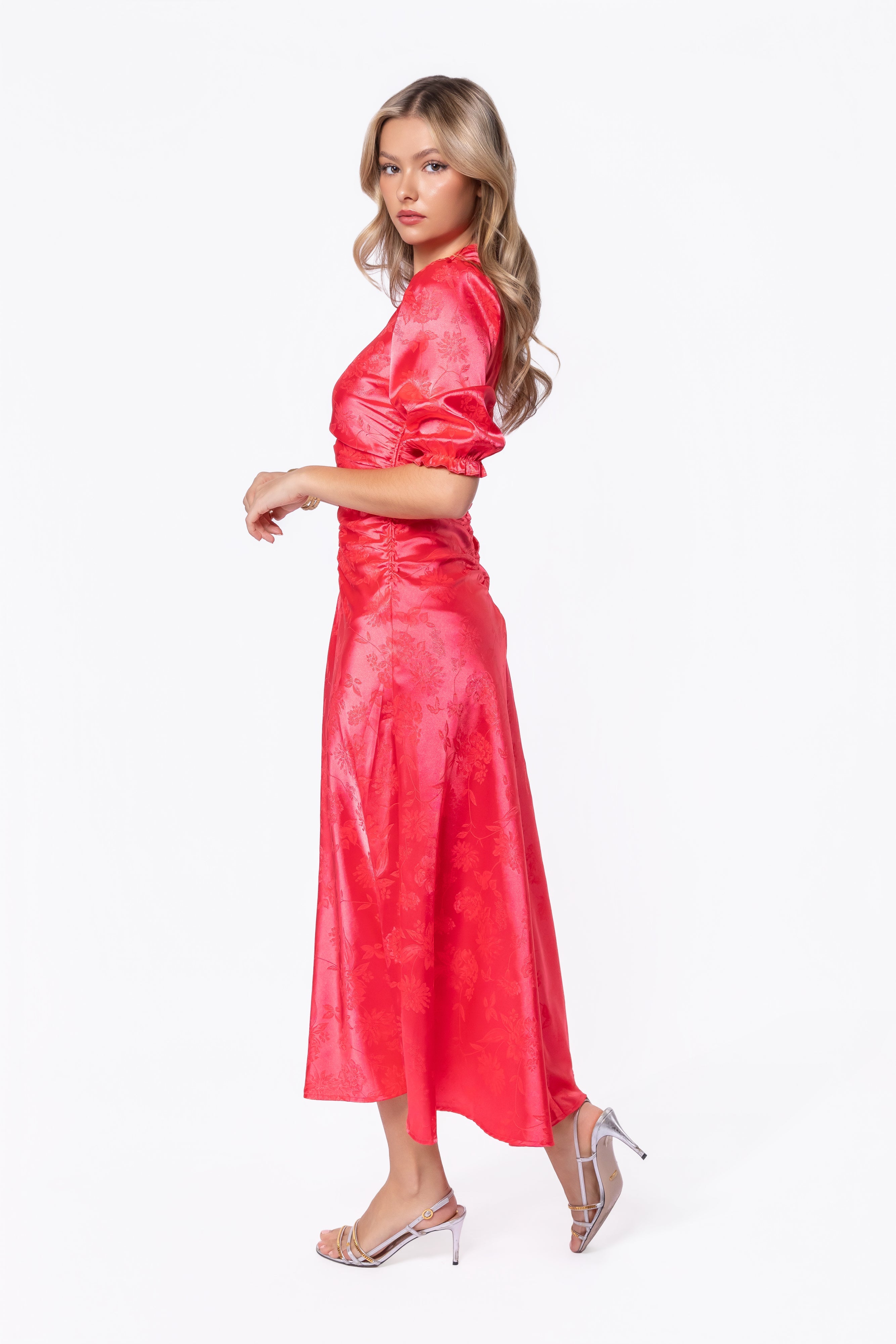 Audrey Dress Short Sleeve (Coral Pink) - Glamourous Grace