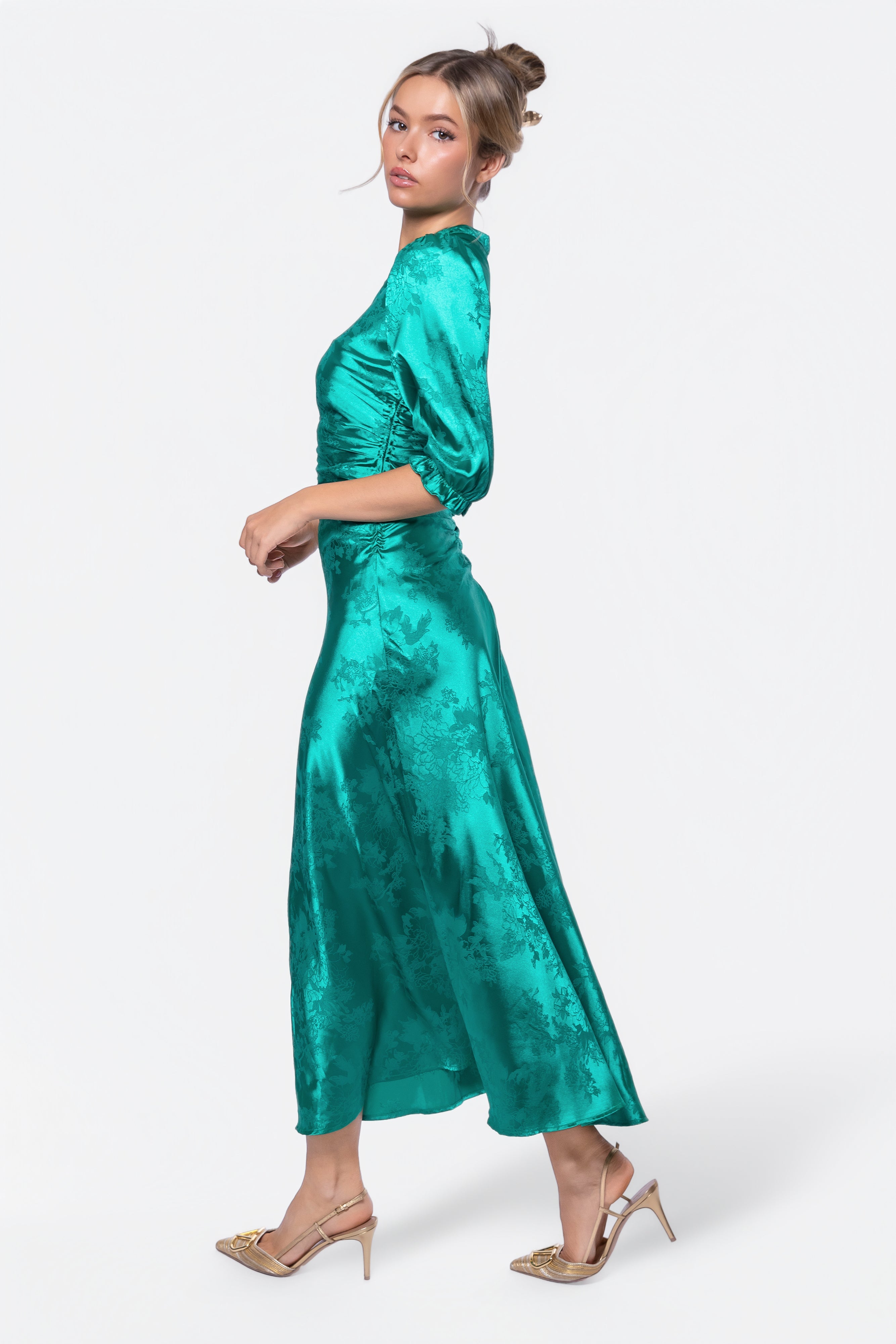 Audrey Dress Short Sleeve (Kelly Green) - Glamourous Grace